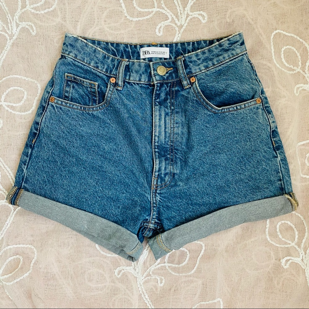 Zara Mom Fit Denim Shorts